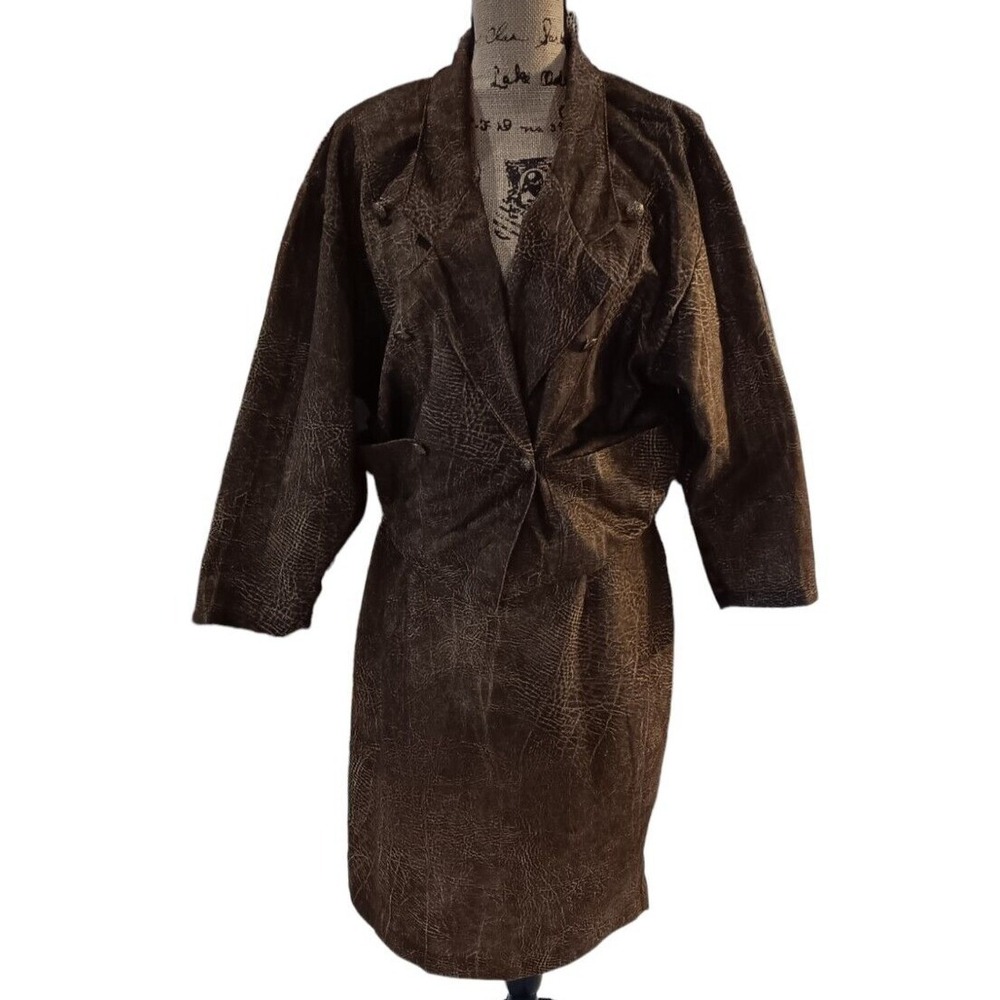 Joe Benbasset women 2‎ Piece Brown Suit Separates Jacket Skirt Medium AA344
